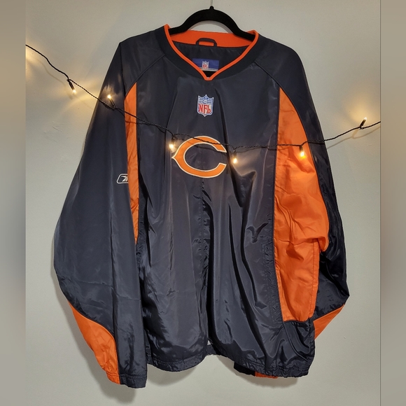 NFL Chicago Bears 2002-04 Men's 2XL Reebok Pullover V-Neck Windbreaker Jacket - Picture 3 of 11